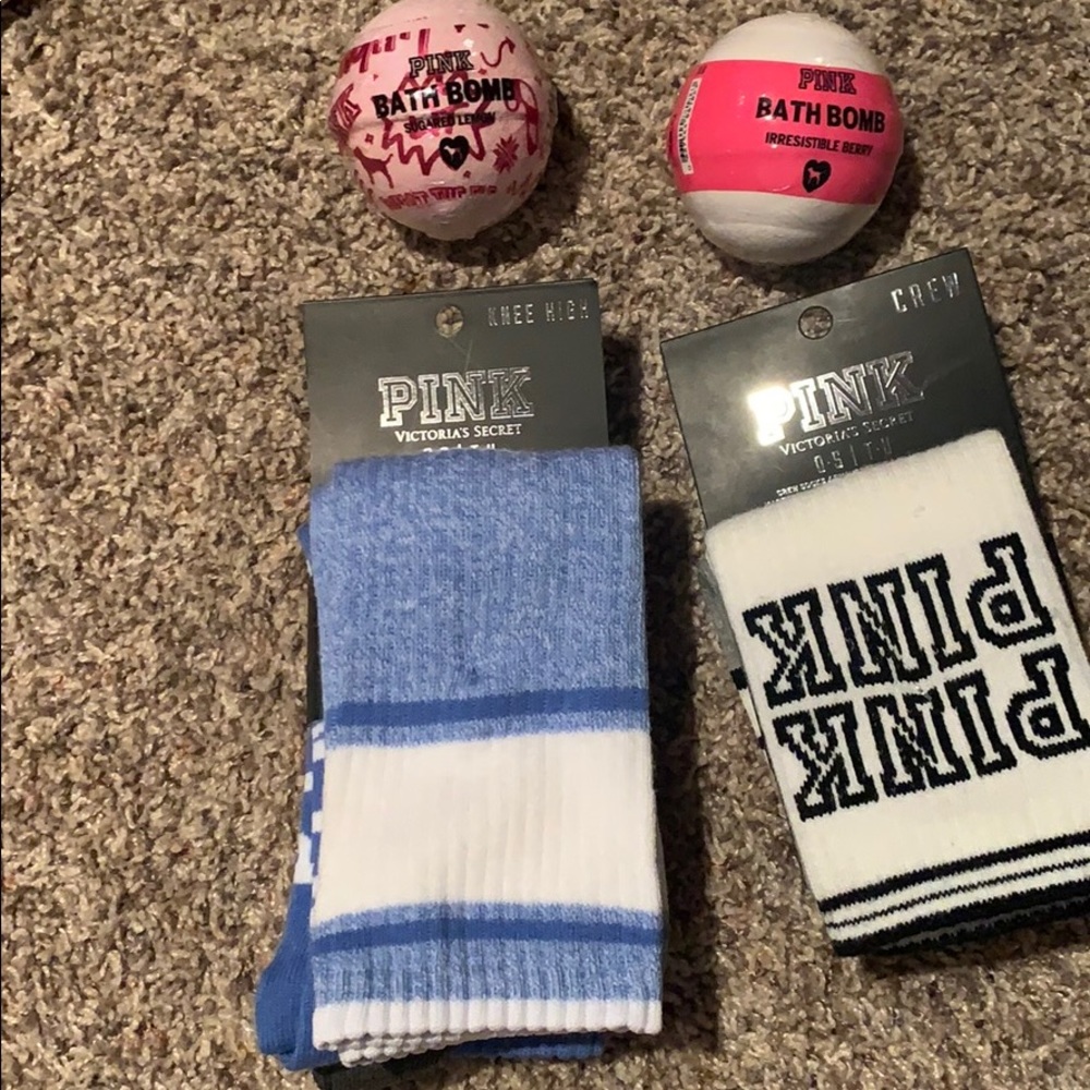 PINK Victoria Secret Socks/ bath bombs